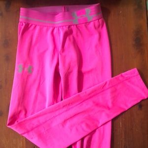 Girls Under Armour Heat Gear pink leggings